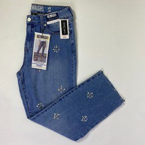 REWASH EMBELLISHED JEANS, SIZE 7R/W28, NWT